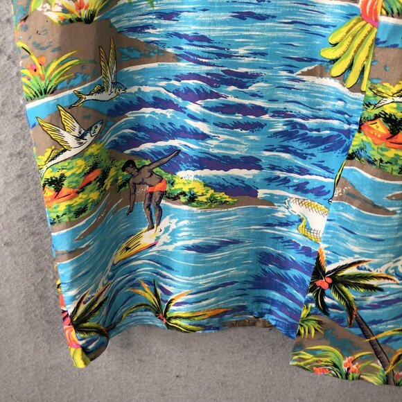 Anne Pinkerton Shirt Womens Medium Multicolor Silk Hawaiian Surfer Scenic 90s - Picture 16 of 16